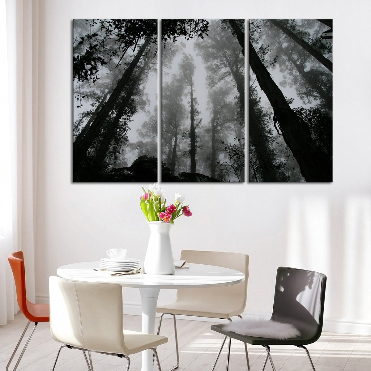 Fog Covering The Forest Multi Panel Canvas Wall Art