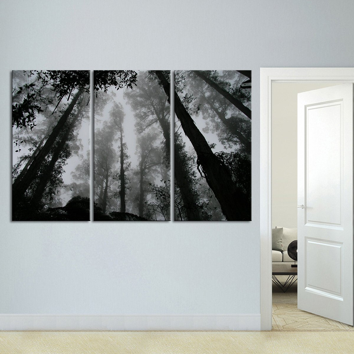 Fog Covering The Forest Multi Panel Canvas Wall Art