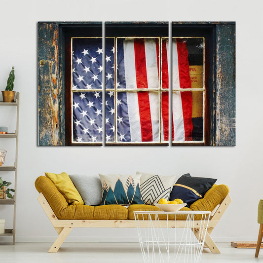 Patriotic Window Multi Panel Canvas Wall Art