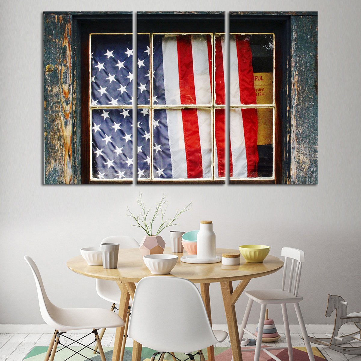 Patriotic Window Multi Panel Canvas Wall Art