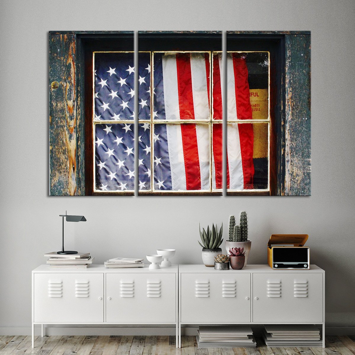 Patriotic Window Multi Panel Canvas Wall Art