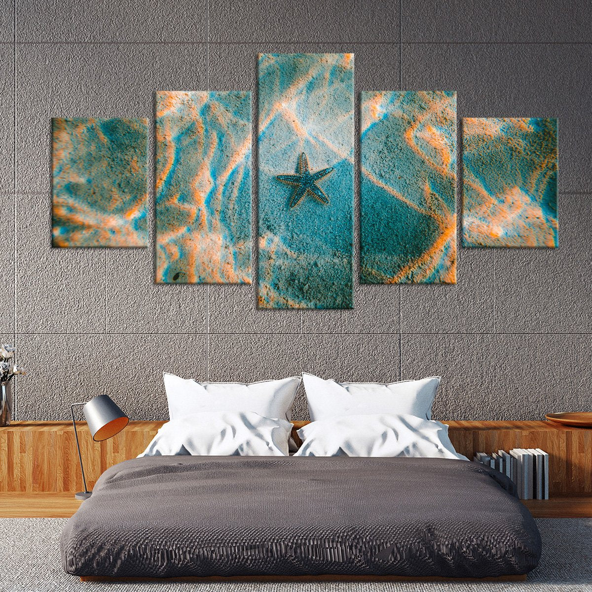 Sandy Starfish Multi Panel Canvas Wall Art