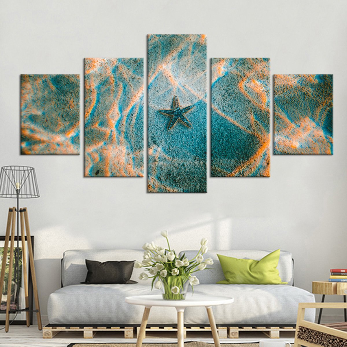 Sandy Starfish Multi Panel Canvas Wall Art