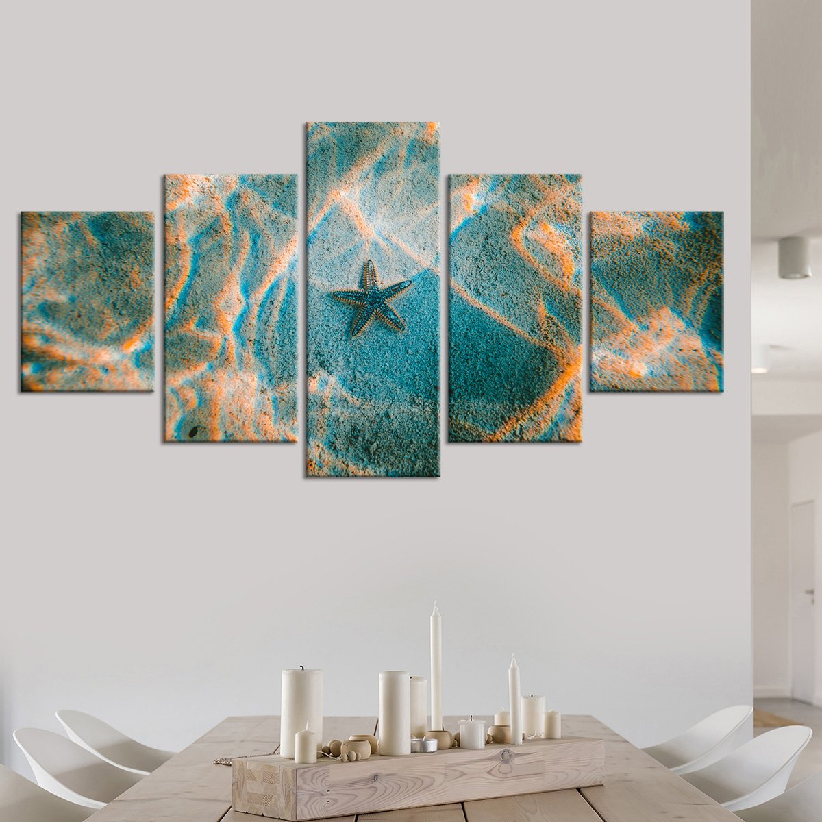 Sandy Starfish Multi Panel Canvas Wall Art