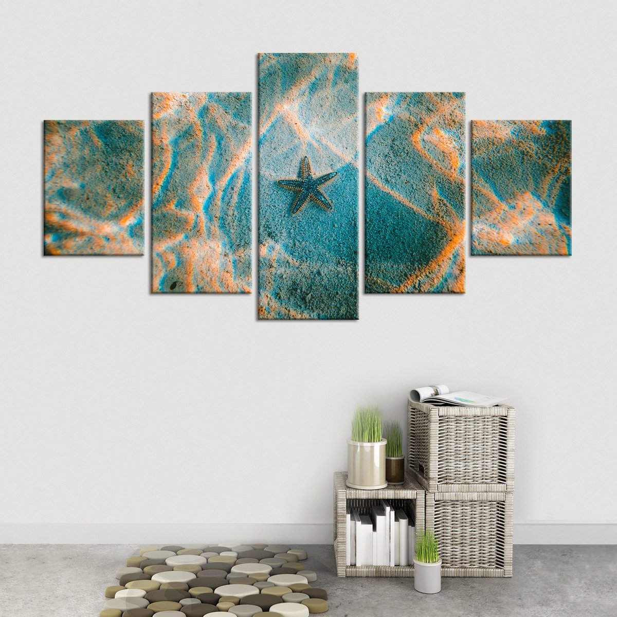 Sandy Starfish Multi Panel Canvas Wall Art