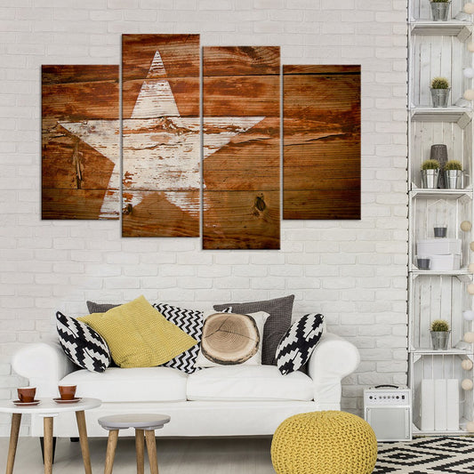 Wooden Star Multi Panel Canvas Wall Art