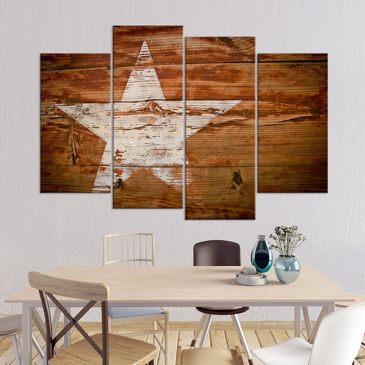 Wooden Star Multi Panel Canvas Wall Art