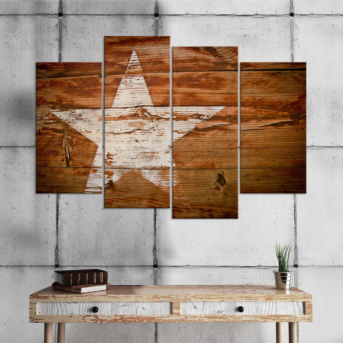 Wooden Star Multi Panel Canvas Wall Art