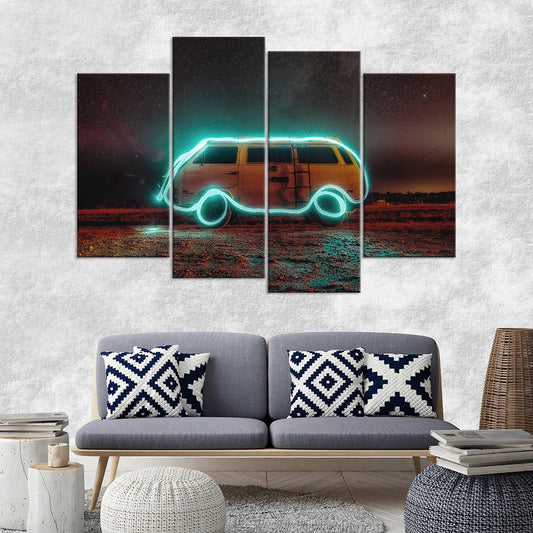 Rural Van Illuminated Multi Panel Canvas Wall Art