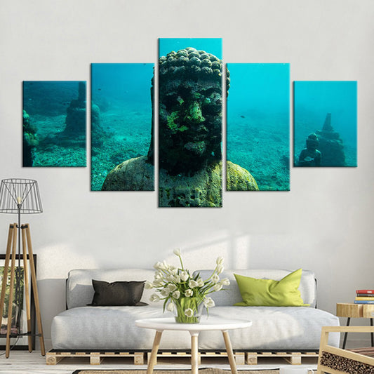 Underwater Indonesian Statue Multi Panel Canvas Wall Art