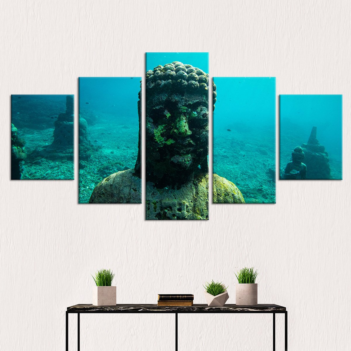 Underwater Indonesian Statue Multi Panel Canvas Wall Art