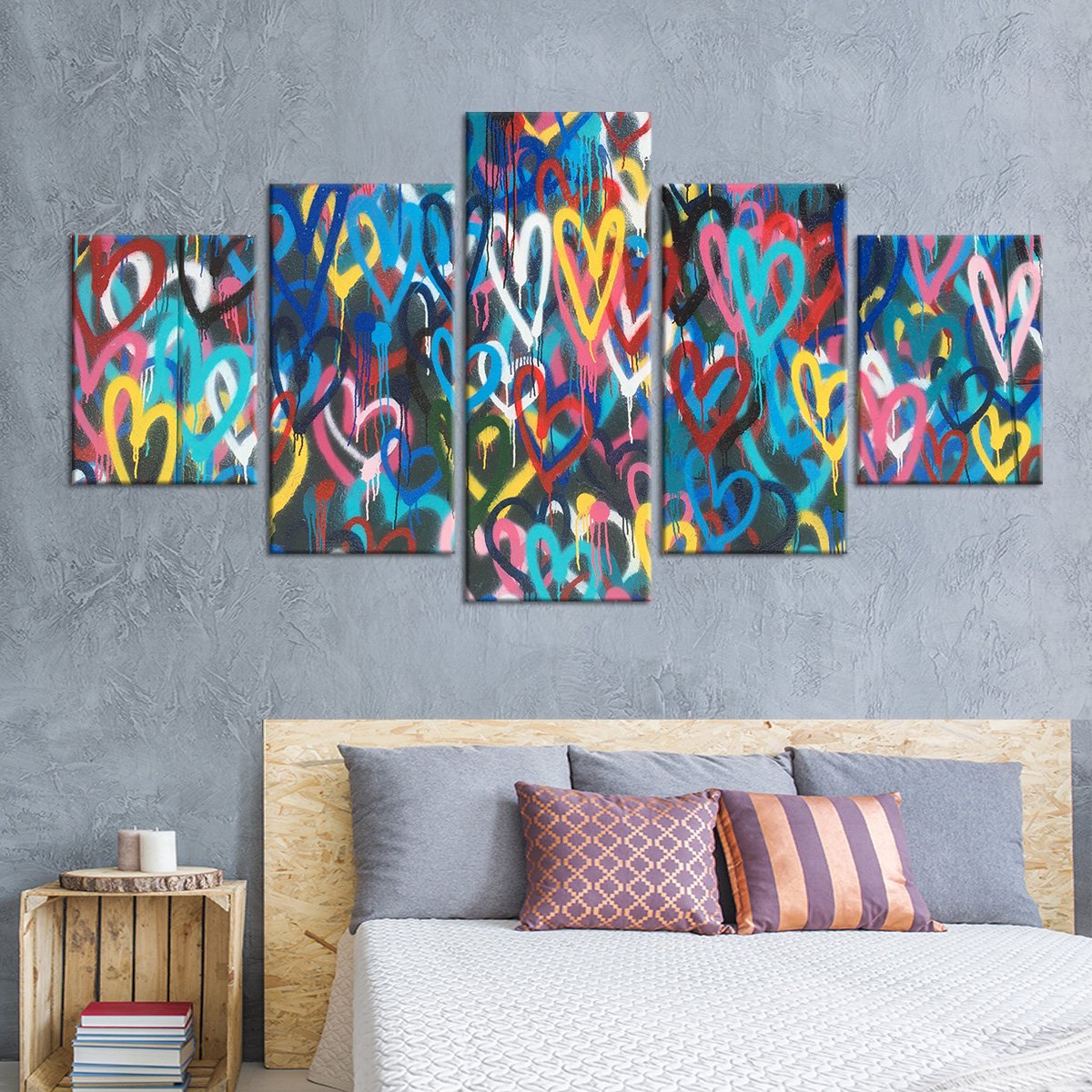 Heart Graffiti Multi Panel Canvas Wall Art