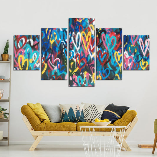 Heart Graffiti Multi Panel Canvas Wall Art