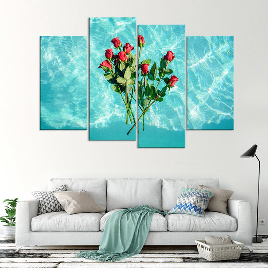 Pool Of Roses Multi Panel Canvas Wall Art