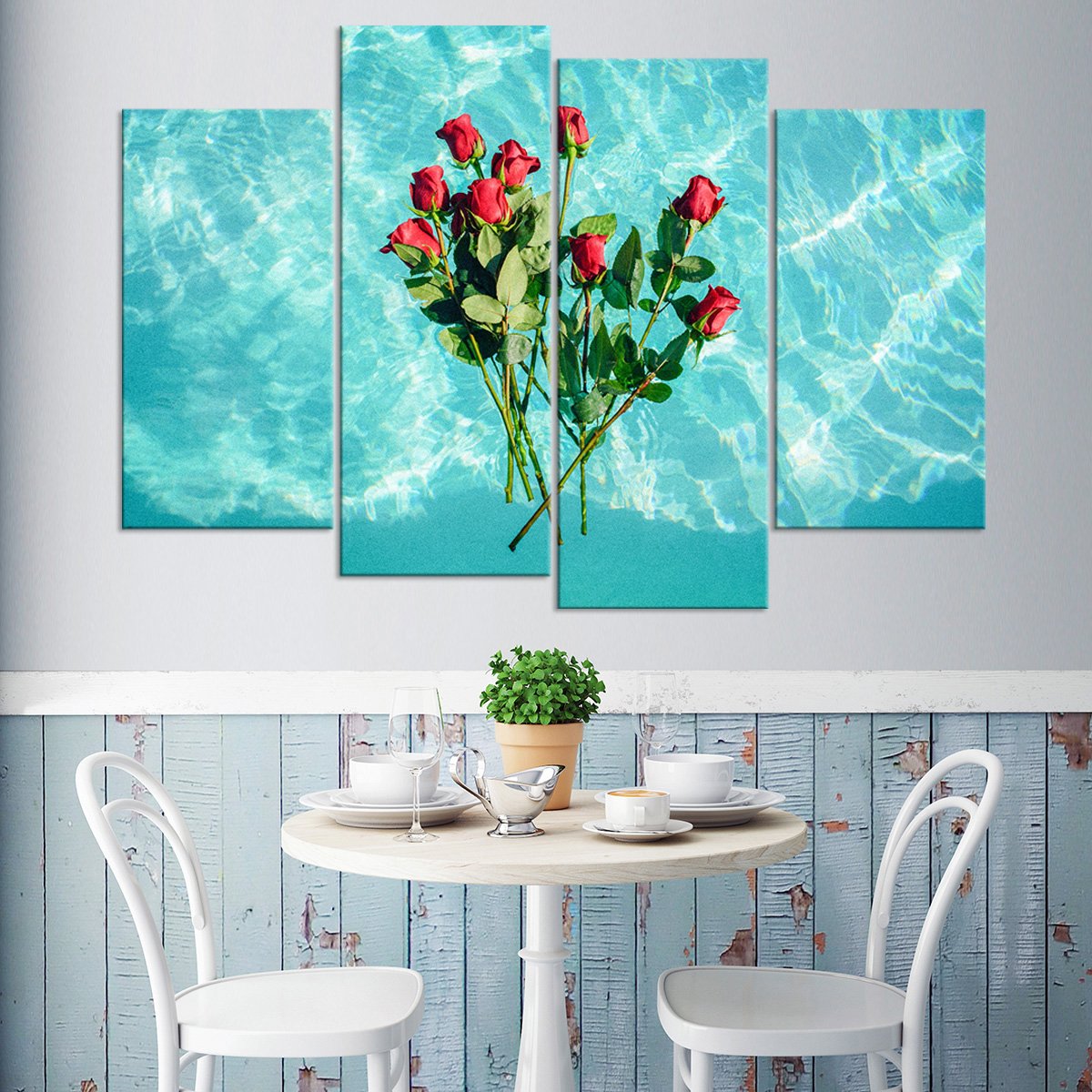 Pool Of Roses Multi Panel Canvas Wall Art
