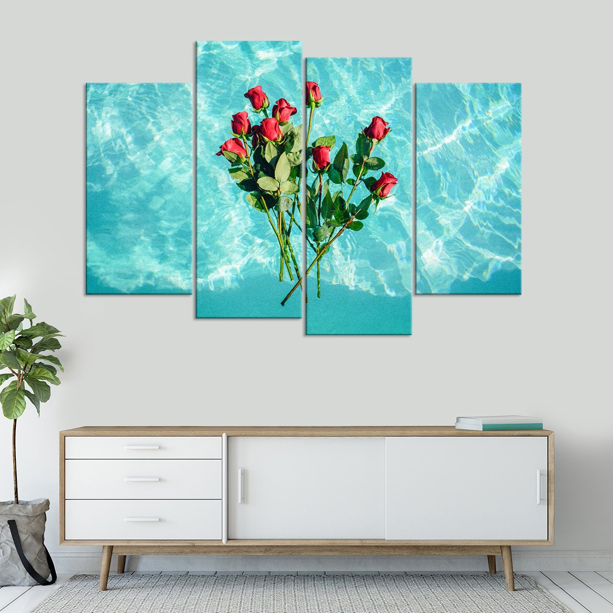Pool Of Roses Multi Panel Canvas Wall Art