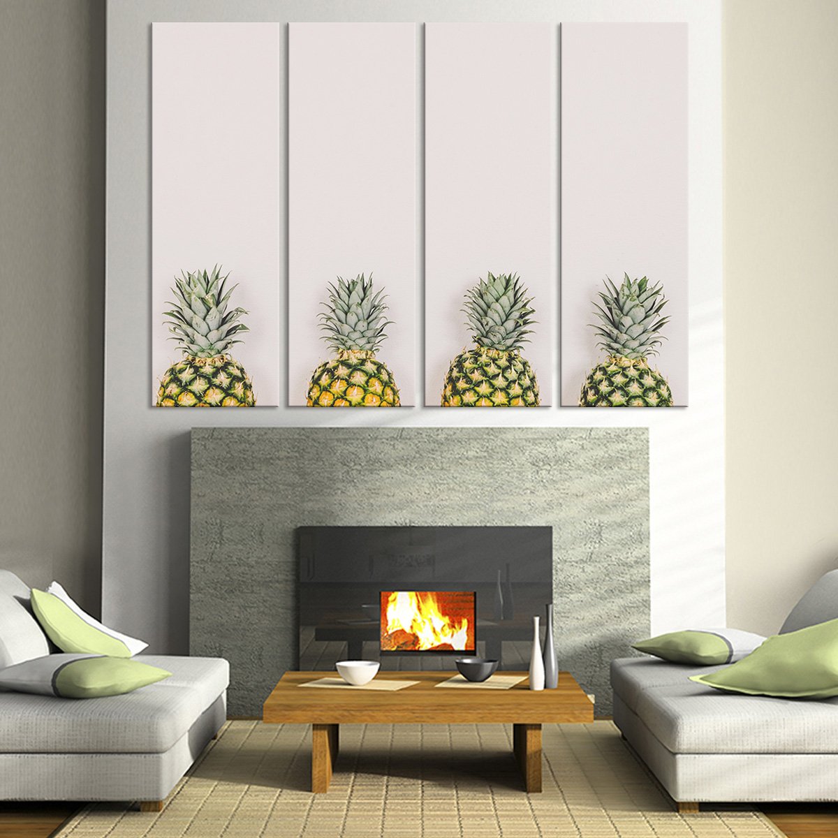 Pastel Pineapples Multi Panel Canvas Wall Art