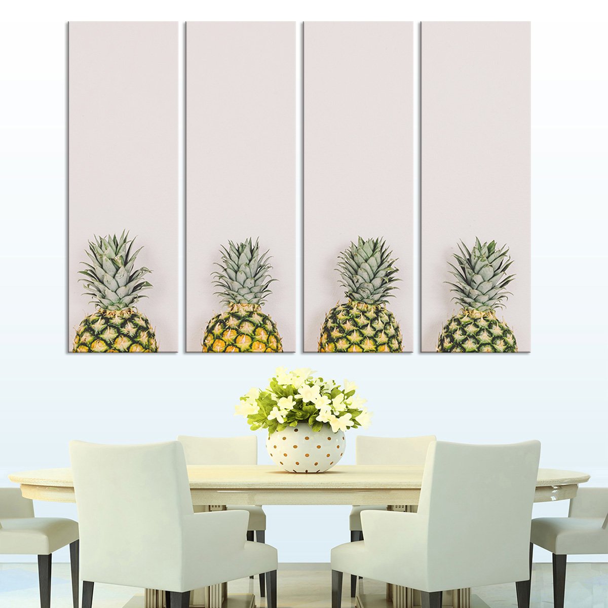 Pastel Pineapples Multi Panel Canvas Wall Art