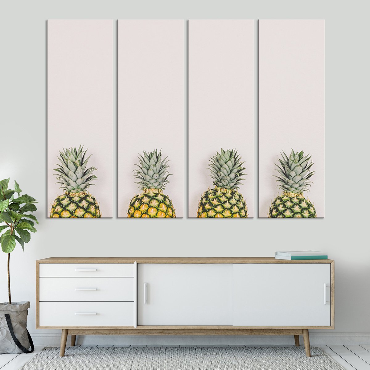 Pastel Pineapples Multi Panel Canvas Wall Art