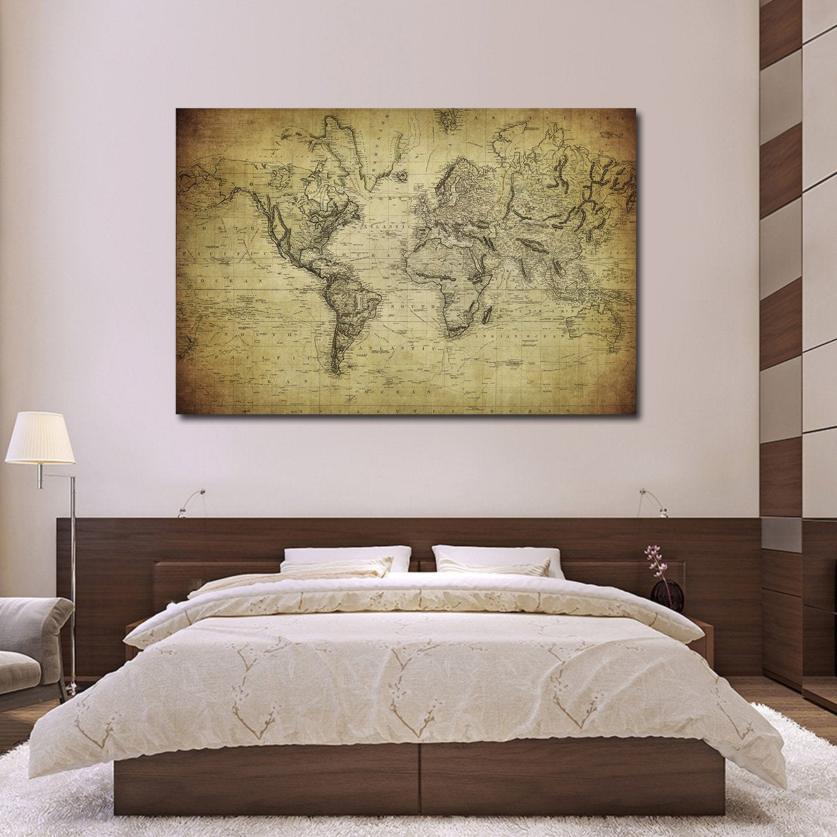 1900s World Map Multi Panel Canvas Wall Art