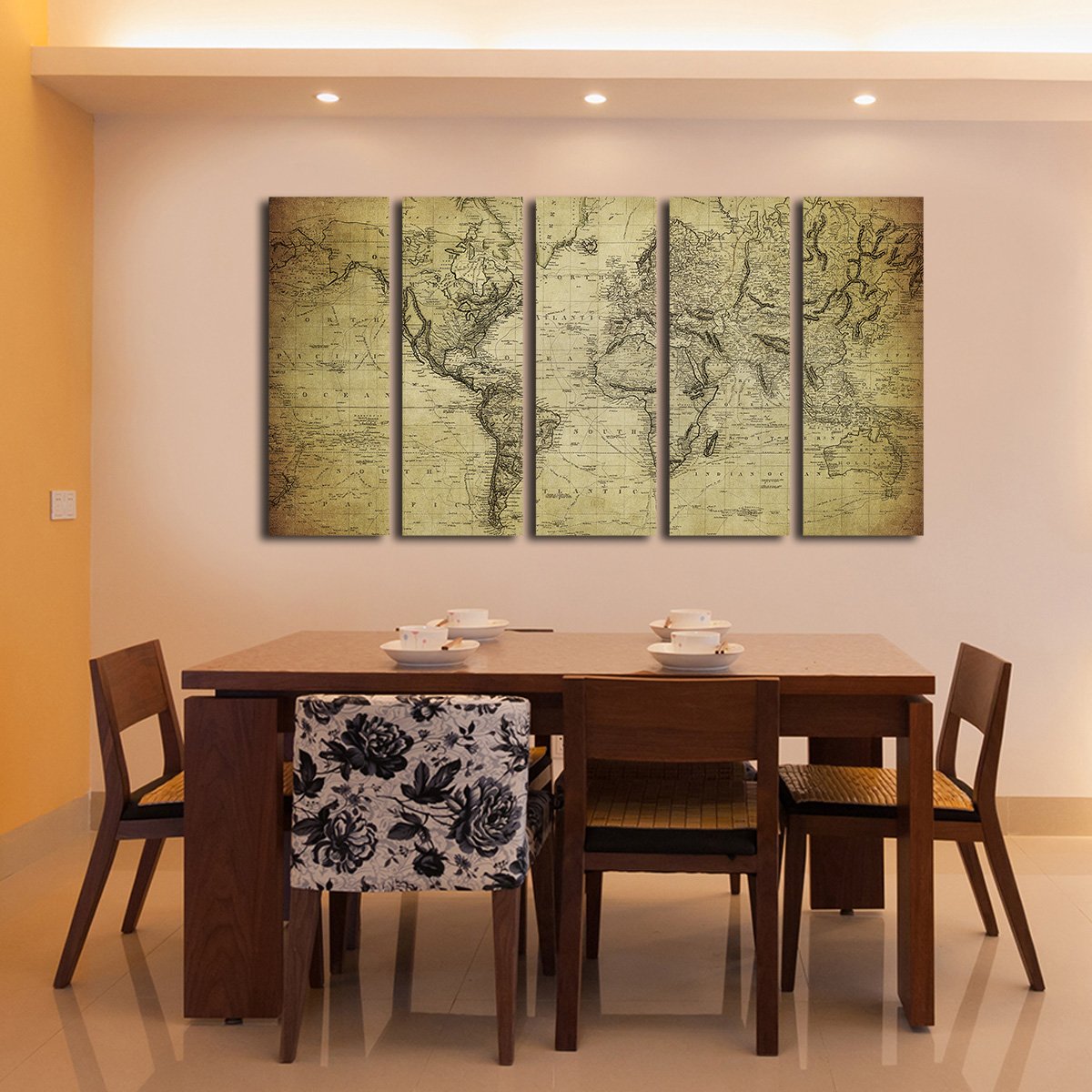 1900s World Map Multi Panel Canvas Wall Art