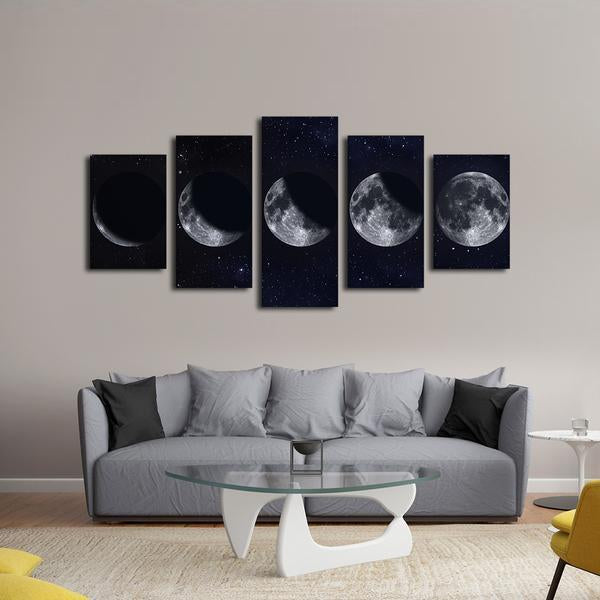Moon Phases Multi Panel Canvas Wall Art