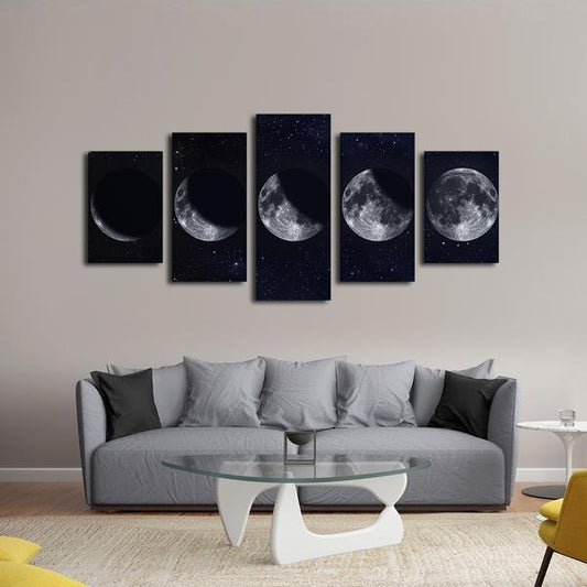 Moon Phases Multi Panel Canvas Wall Art
