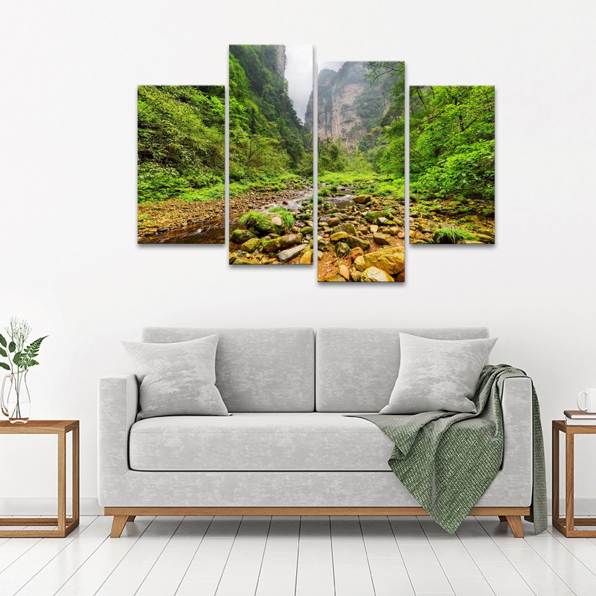 River Among Woods Multi Panel Canvas Wall Art