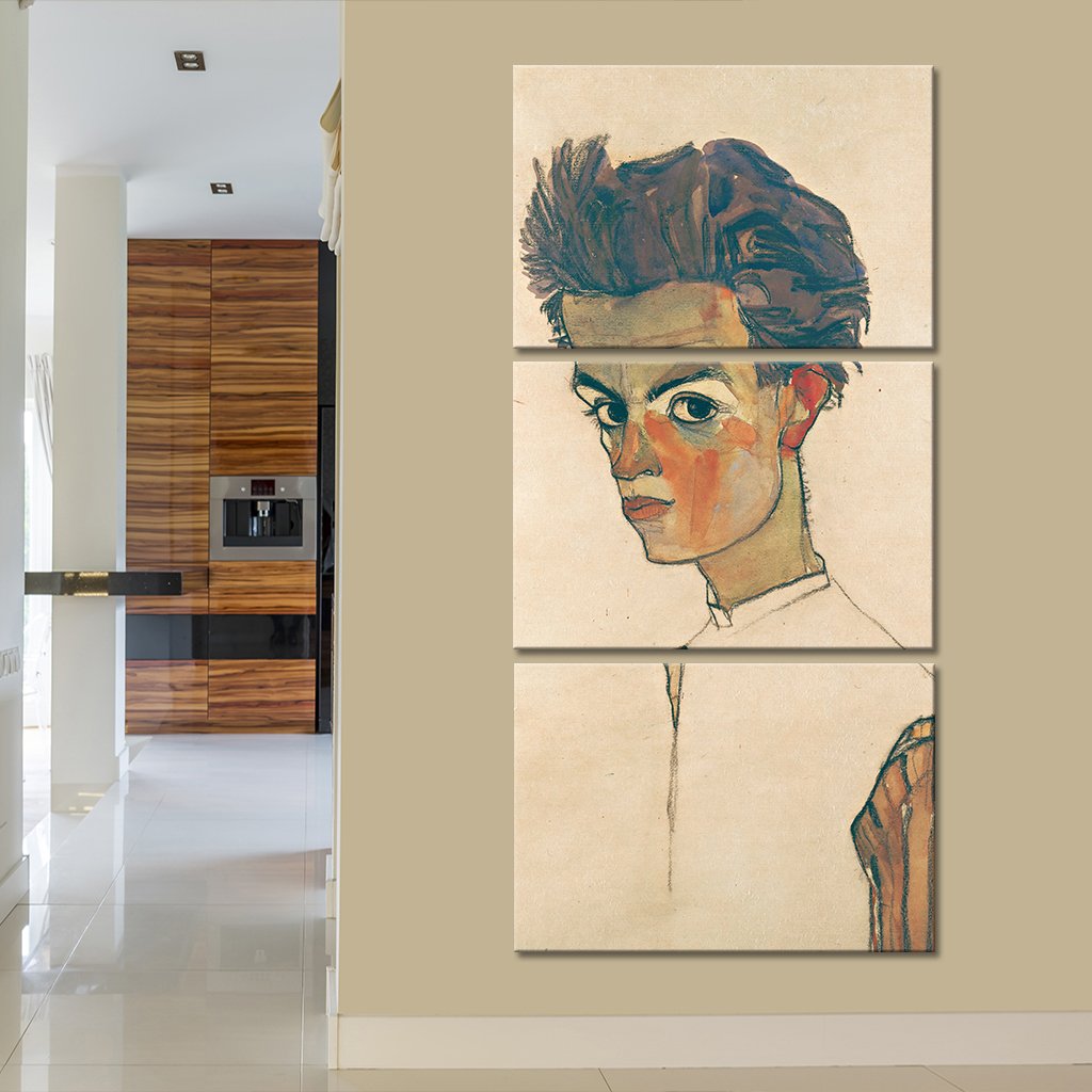 Self Portrait with Striped Shirt Multi Panel Canvas Wall Art
