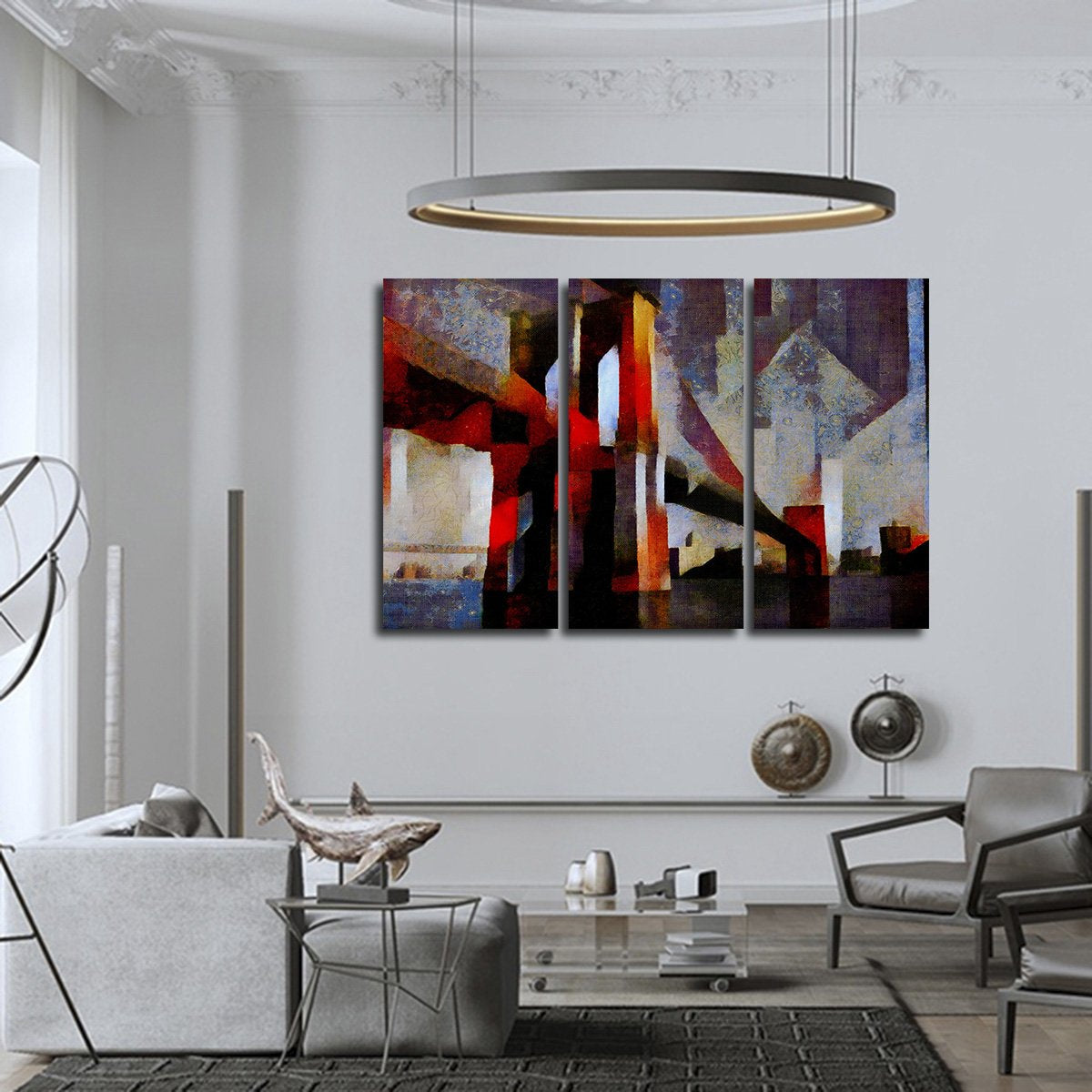 Abstract Brooklyn Bridge Multi Panel Canvas Wall Art