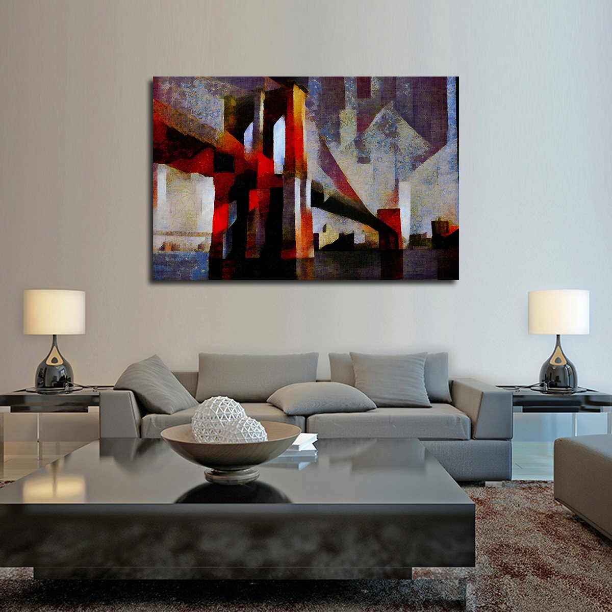 Abstract Brooklyn Bridge Multi Panel Canvas Wall Art