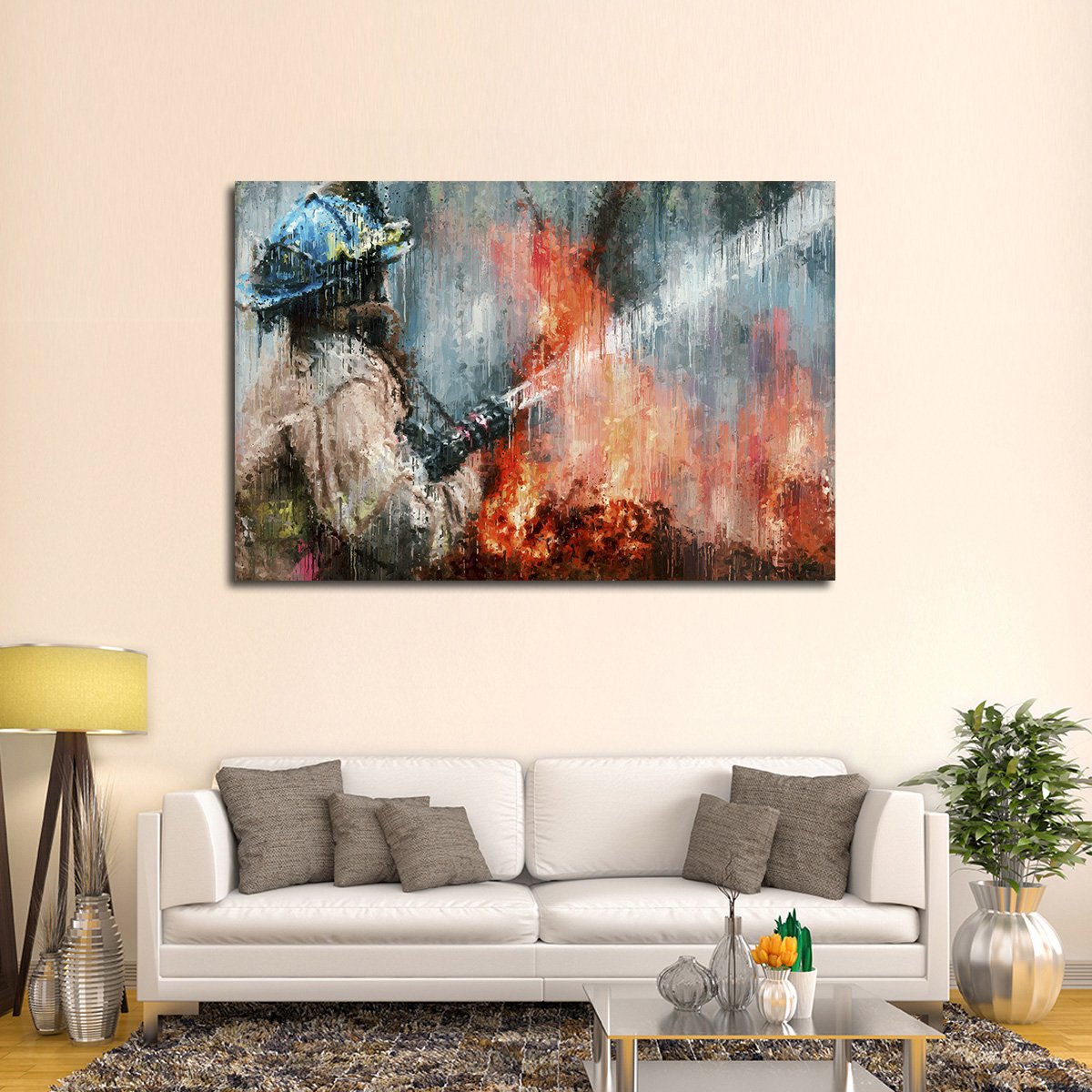 Abstract Firefighter Multi Panel Canvas Wall Art