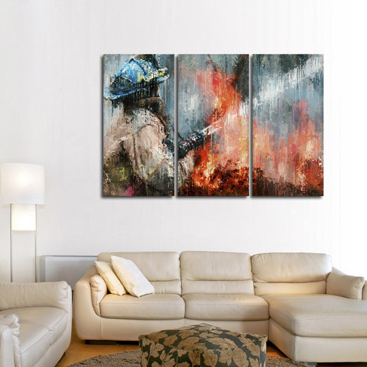 Abstract Firefighter Multi Panel Canvas Wall Art