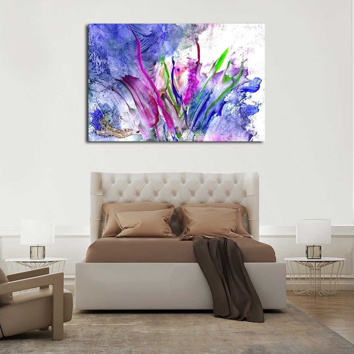Abstract Flowers Multi Panel Canvas Wall Art