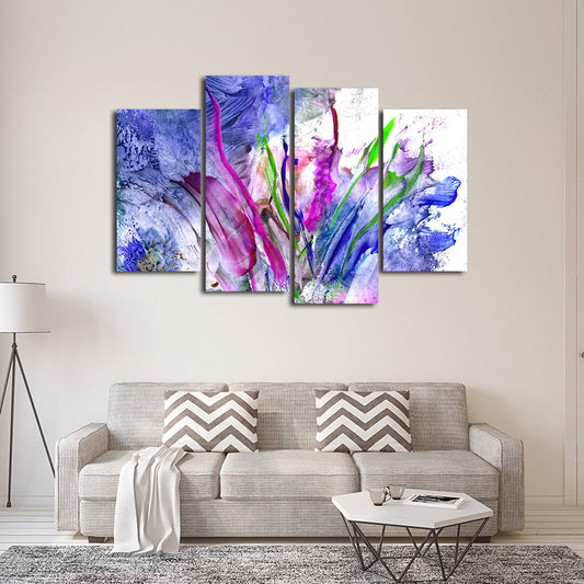 Abstract Flowers Multi Panel Canvas Wall Art