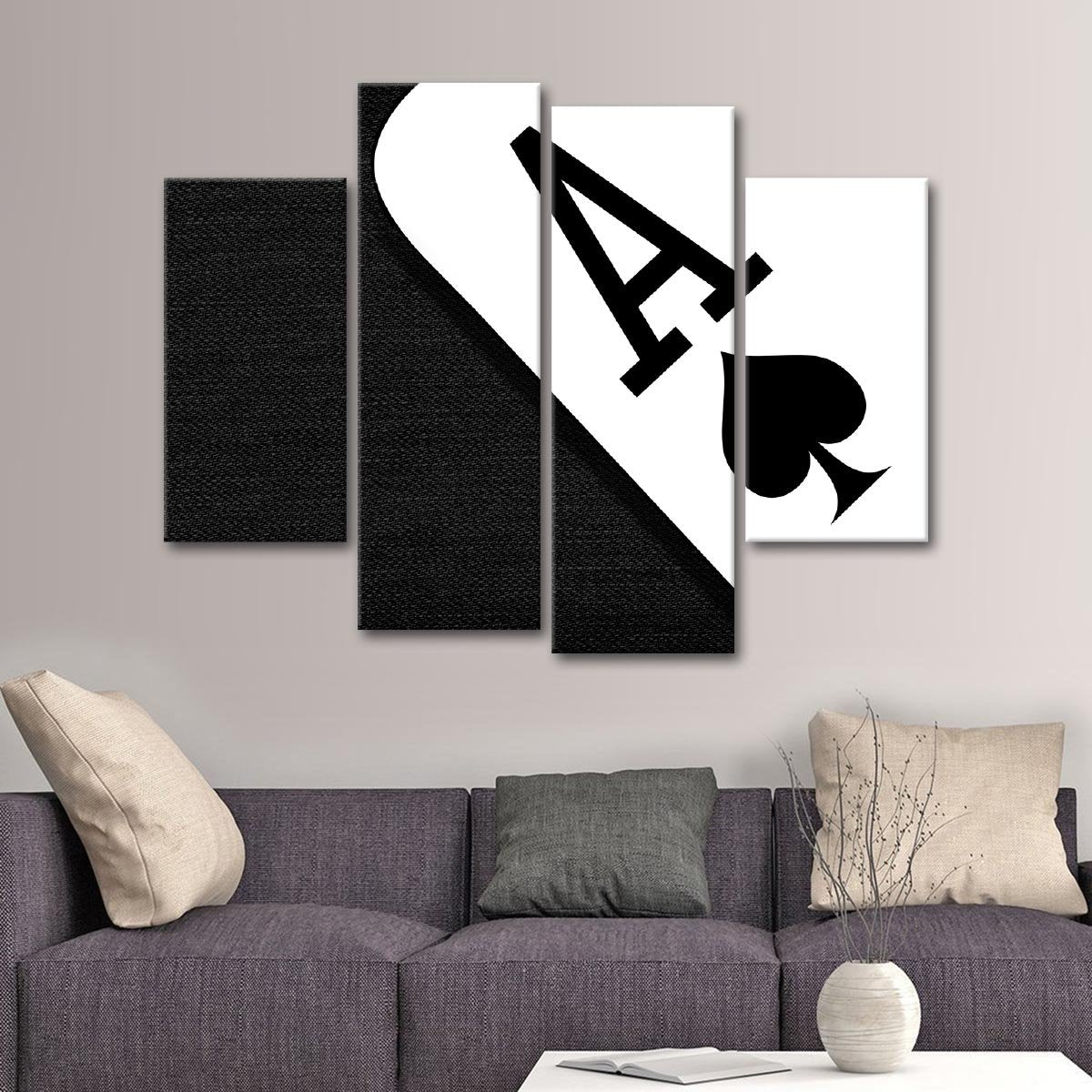 Ace Of Spades Multi Panel Canvas Wall Art