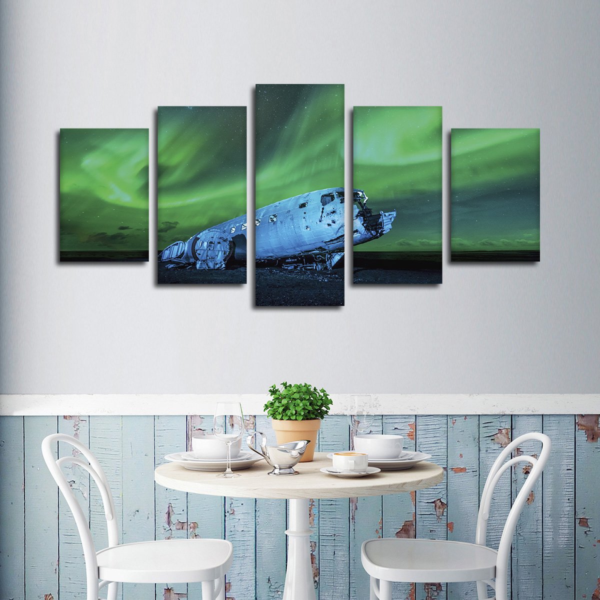 Aerial Aurora Skyline Multi Panel Canvas Wall Art