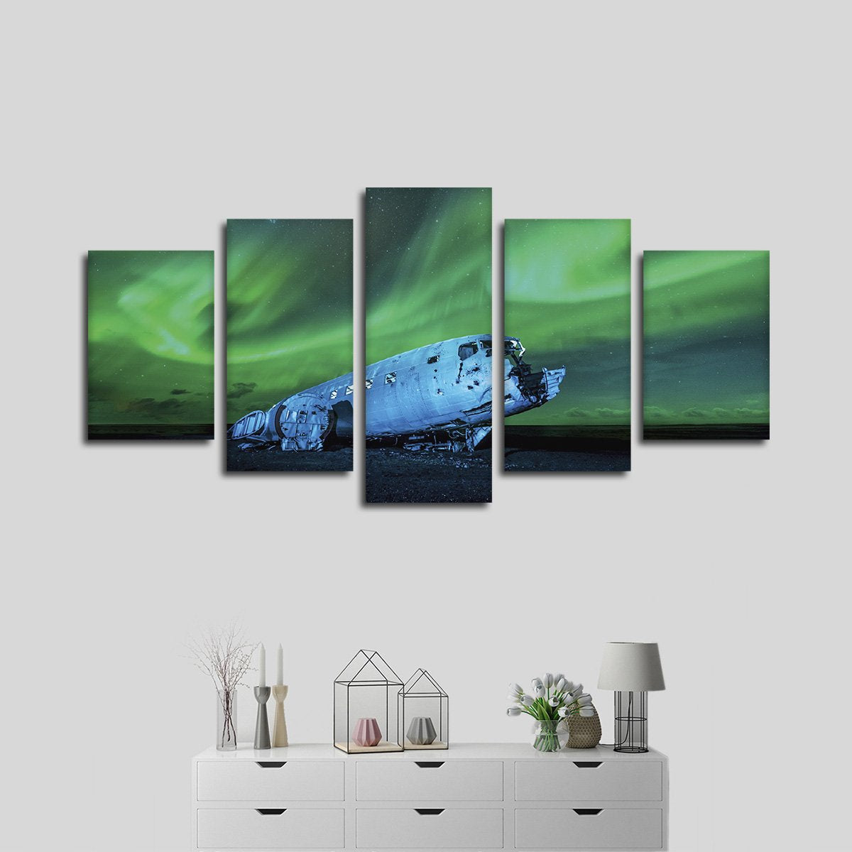 Aerial Aurora Skyline Multi Panel Canvas Wall Art