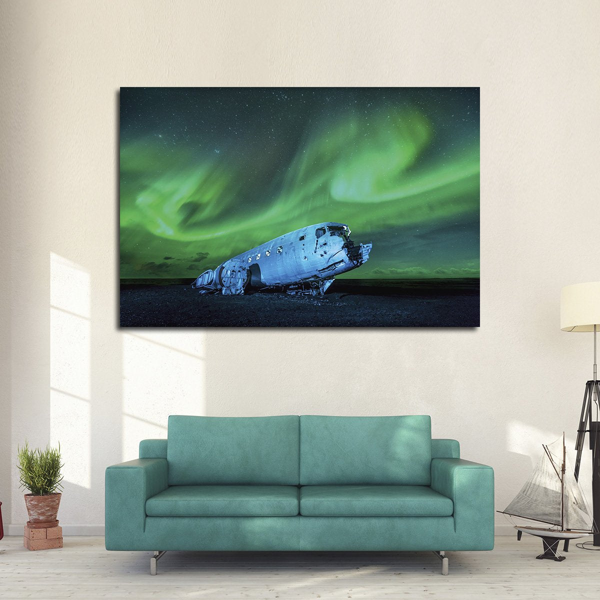 Aerial Aurora Skyline Multi Panel Canvas Wall Art
