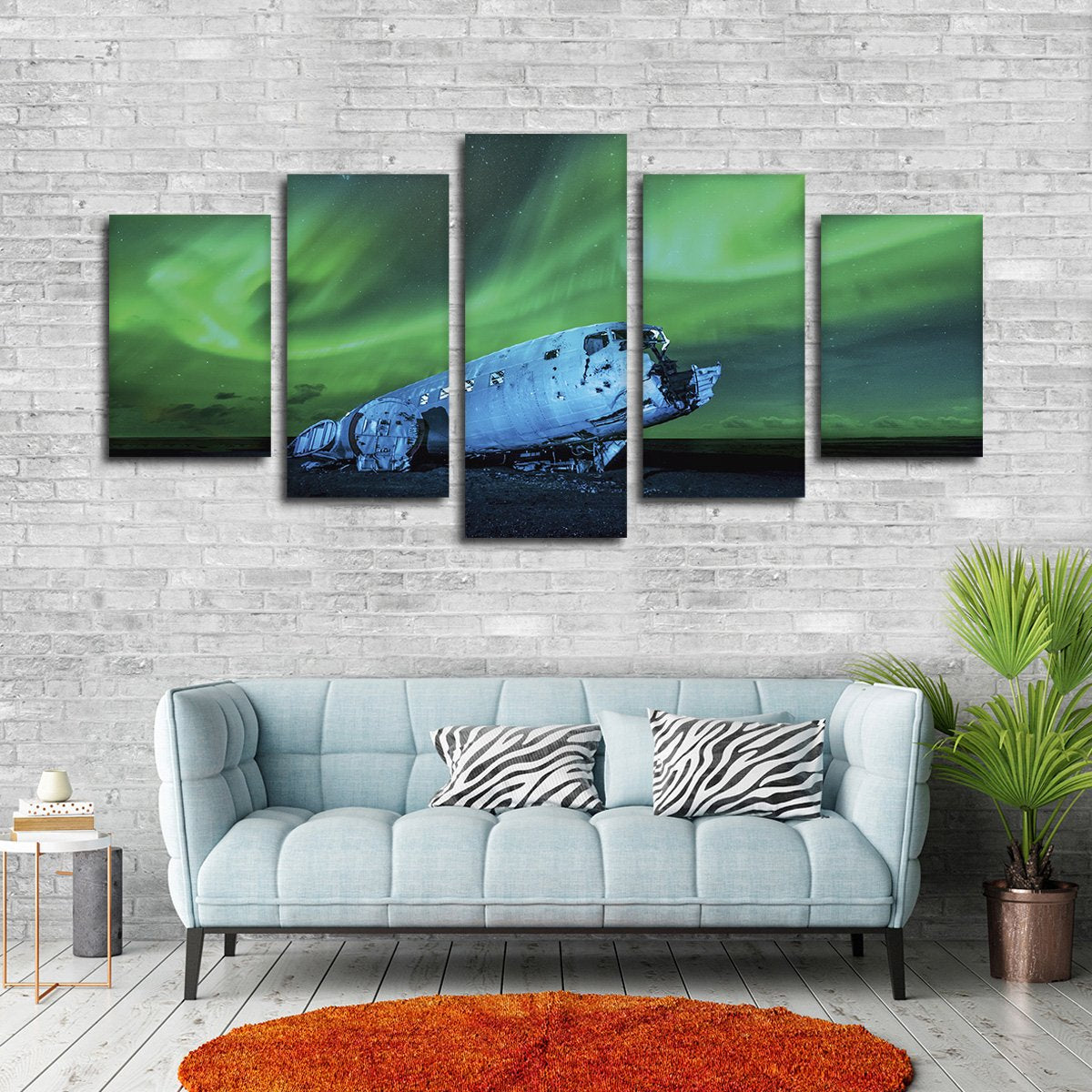 Aerial Aurora Skyline Multi Panel Canvas Wall Art