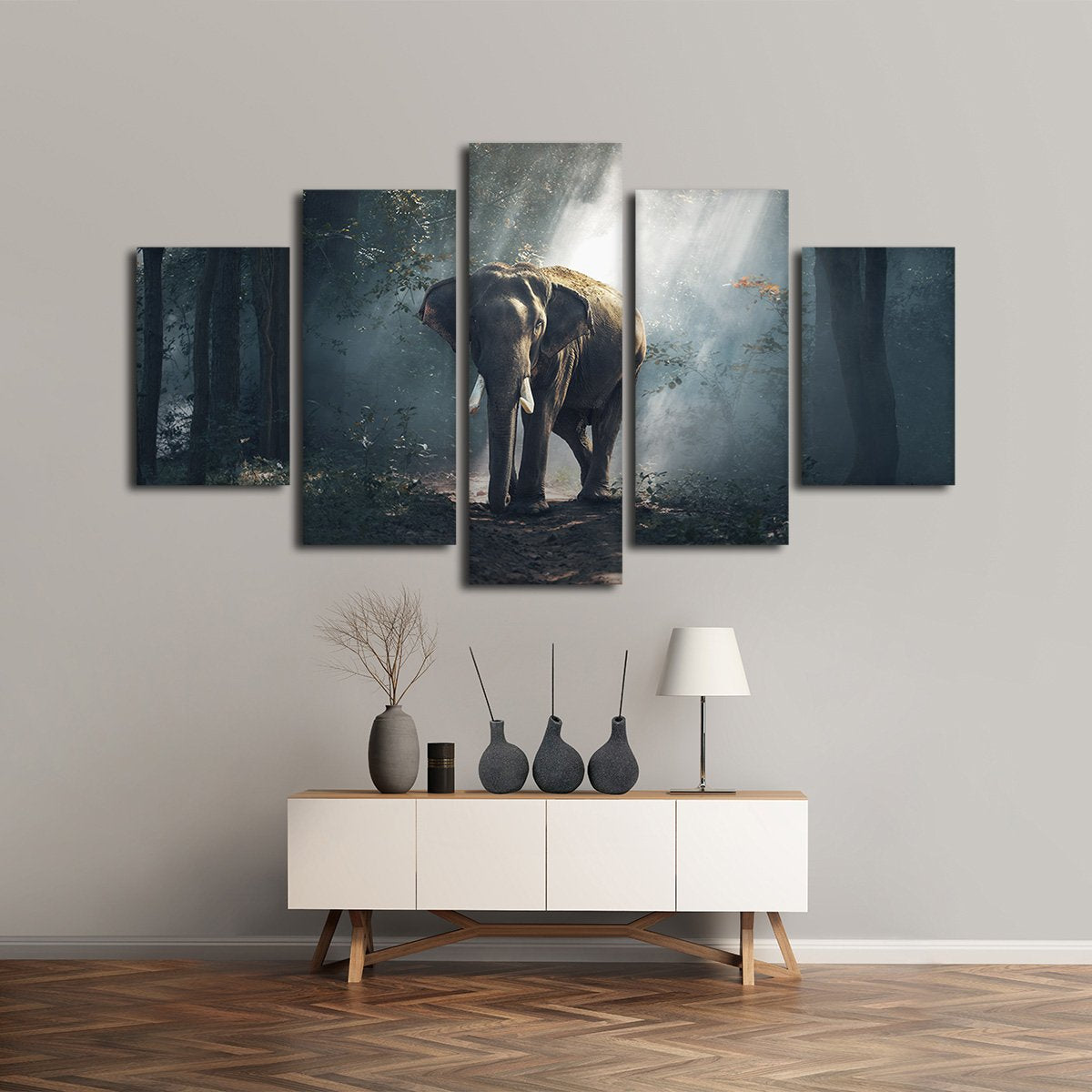 African Forest Elephant Multi Panel Canvas Wall Art