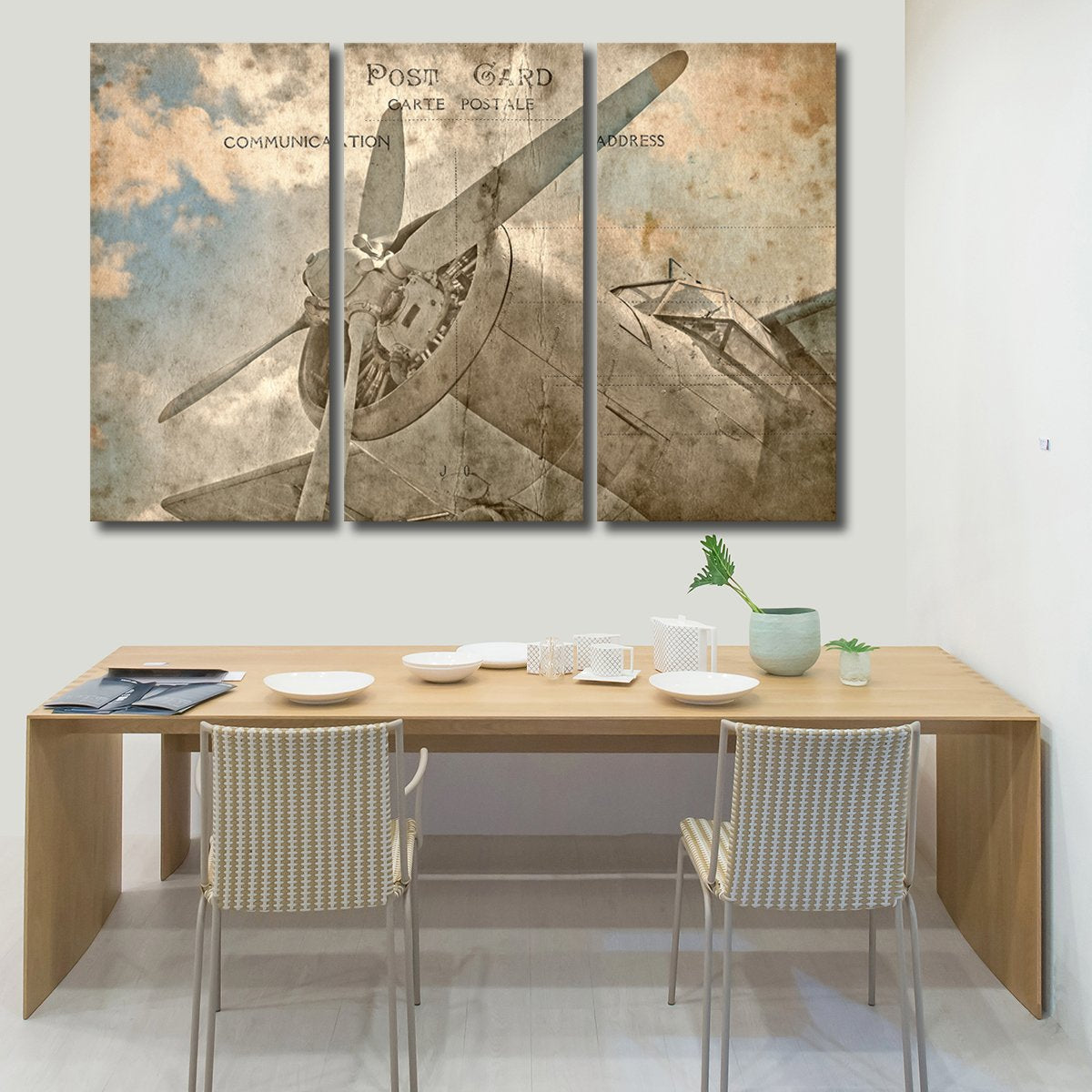 Airplane Postcard Multi Panel Canvas Wall Art