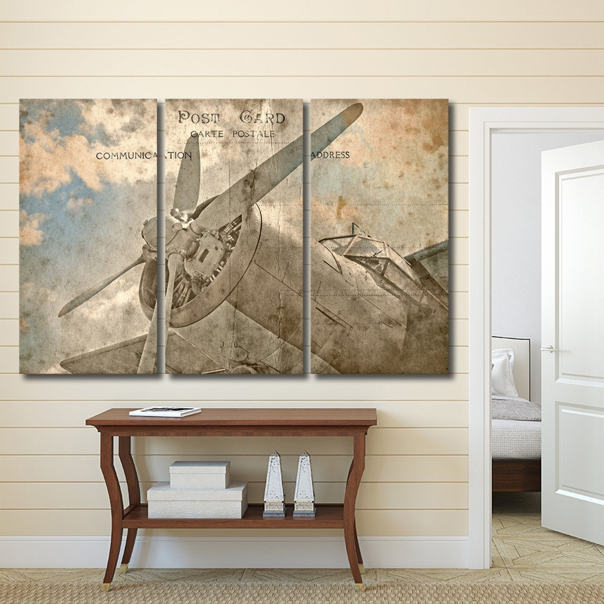 Airplane Postcard Multi Panel Canvas Wall Art
