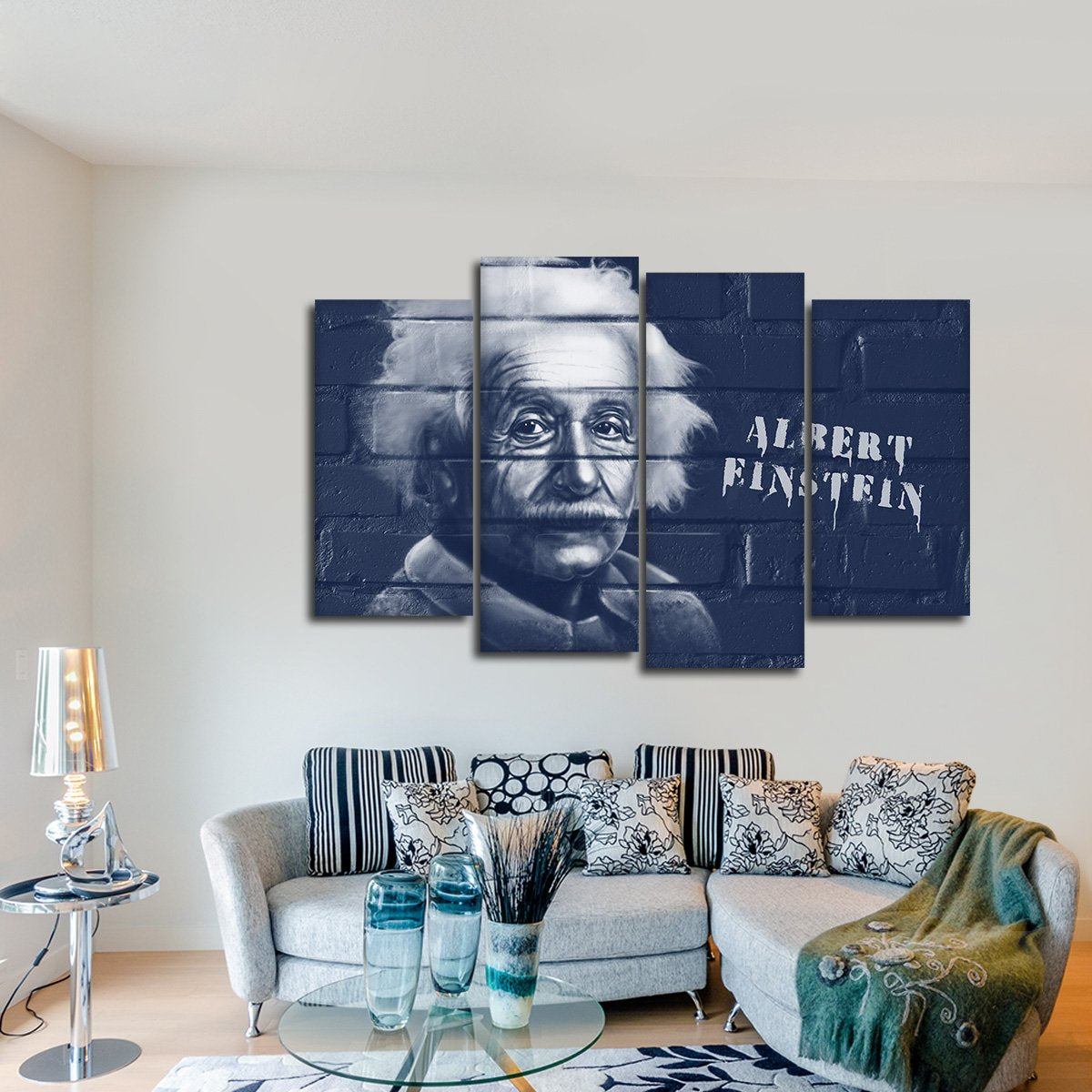 Albert Einstein Graffiti Multi Panel Canvas Wall Art