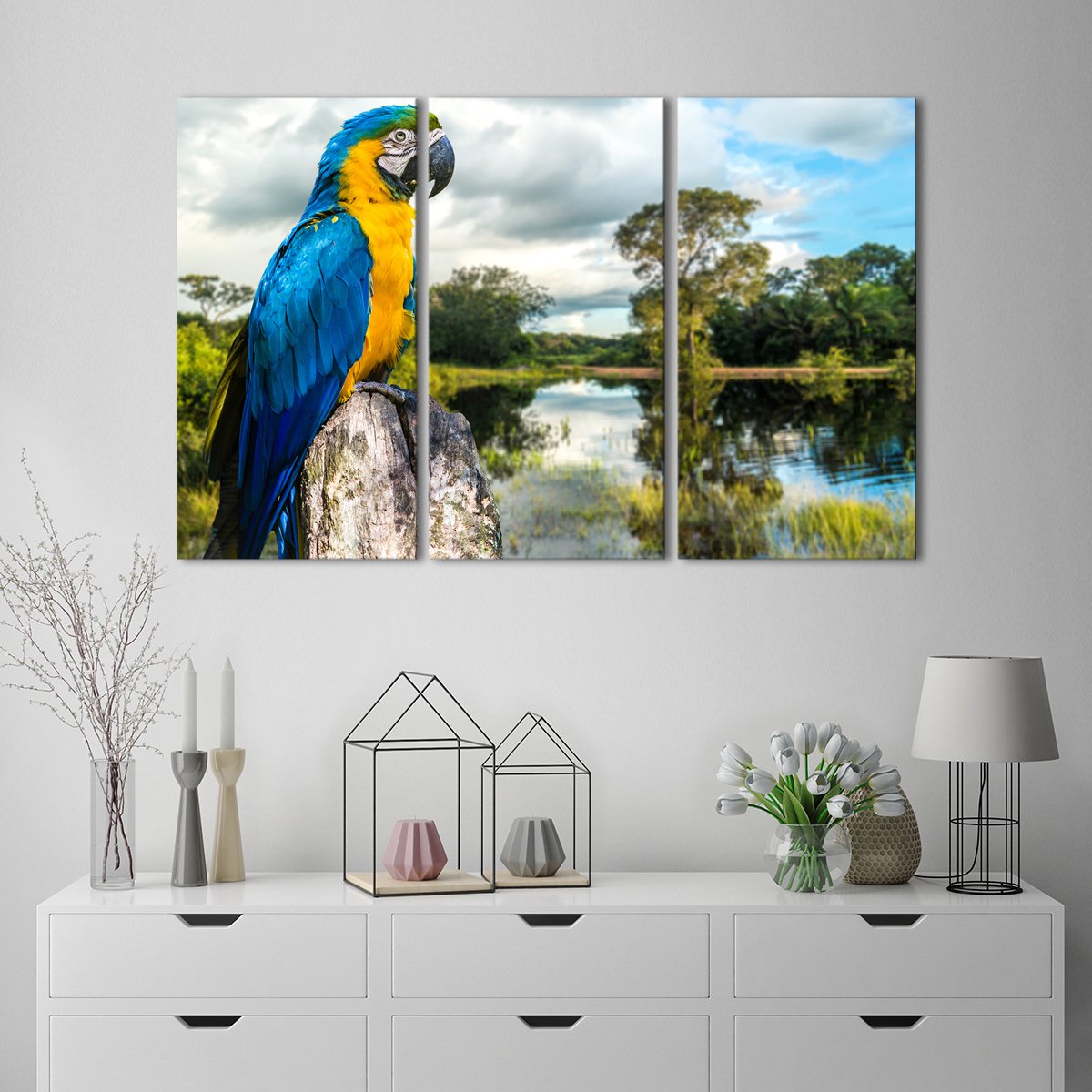 Amazonian Macaw Multi Panel Canvas Wall Art