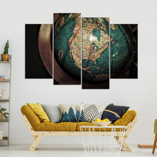 Antique Globe Multi Panel Canvas Wall Art