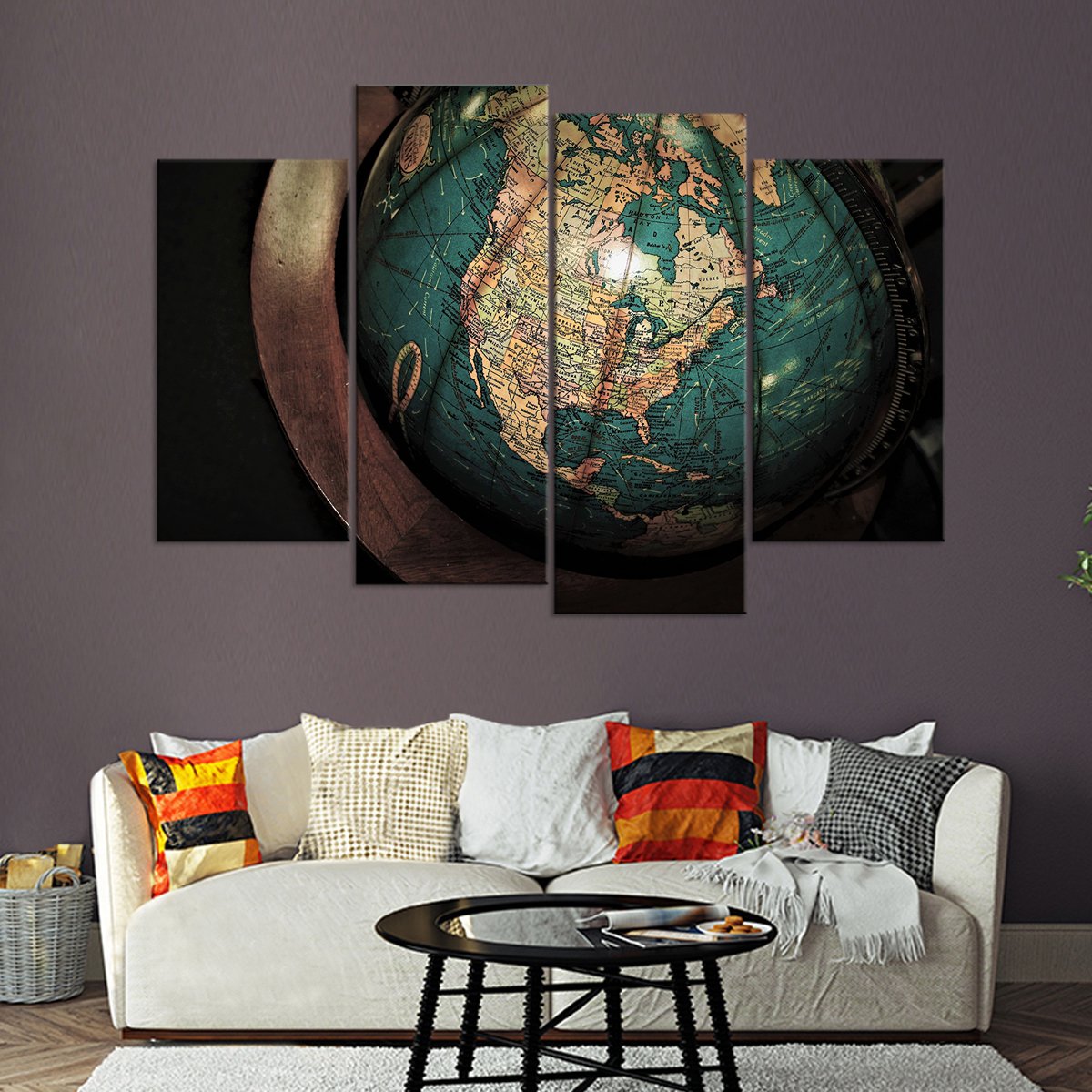 Antique Globe Multi Panel Canvas Wall Art