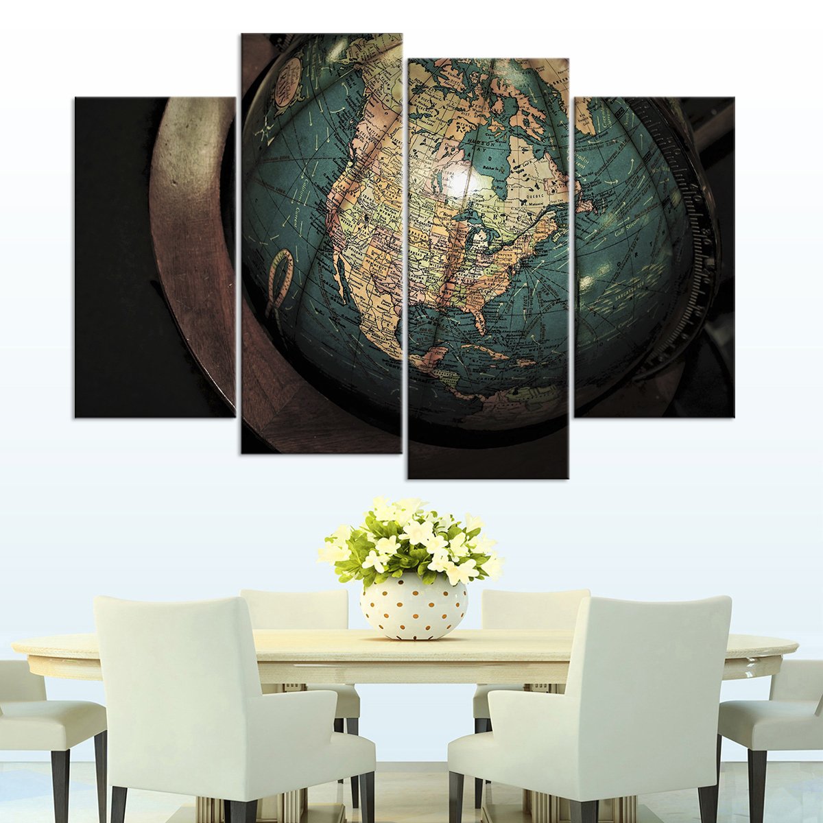 Antique Globe Multi Panel Canvas Wall Art