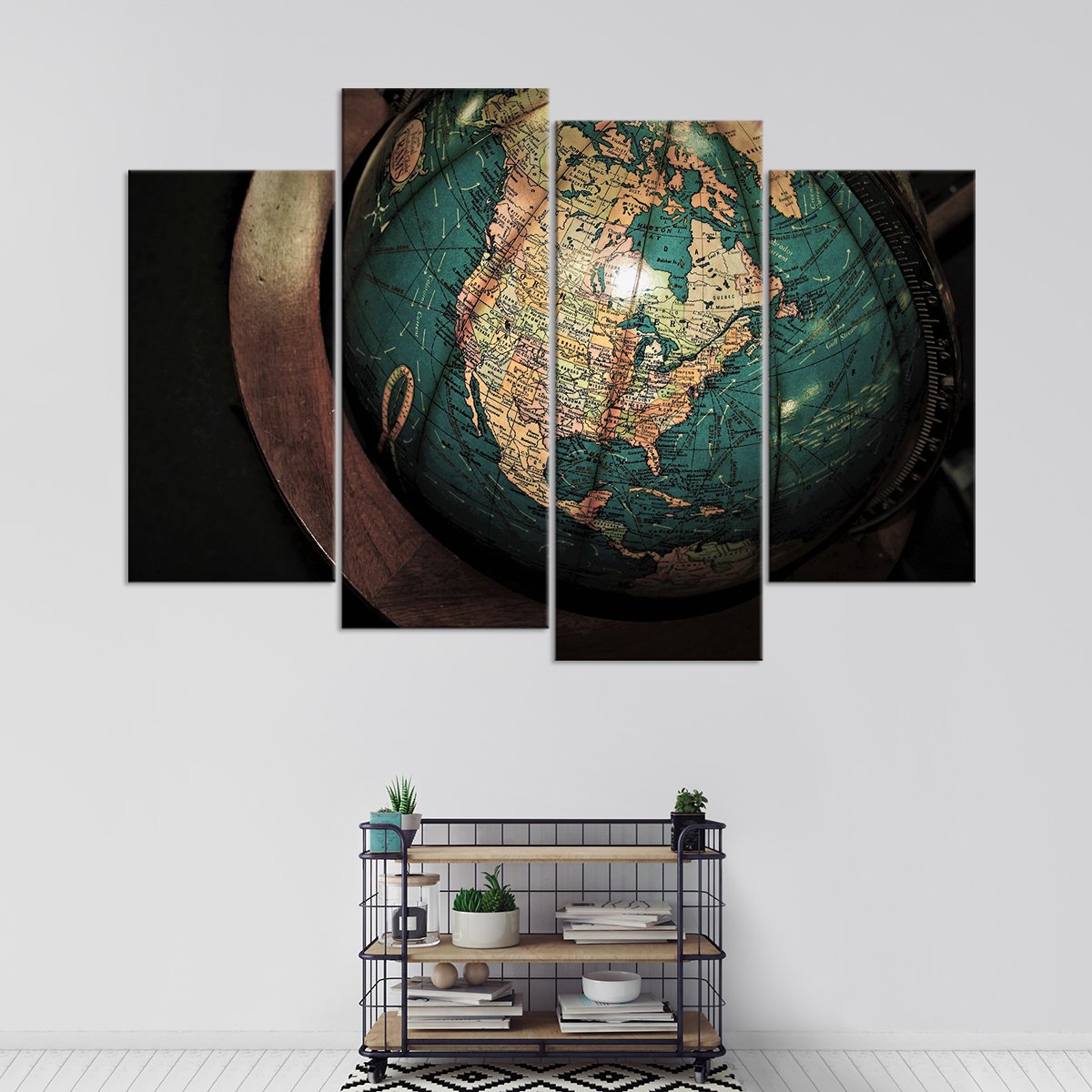 Antique Globe Multi Panel Canvas Wall Art