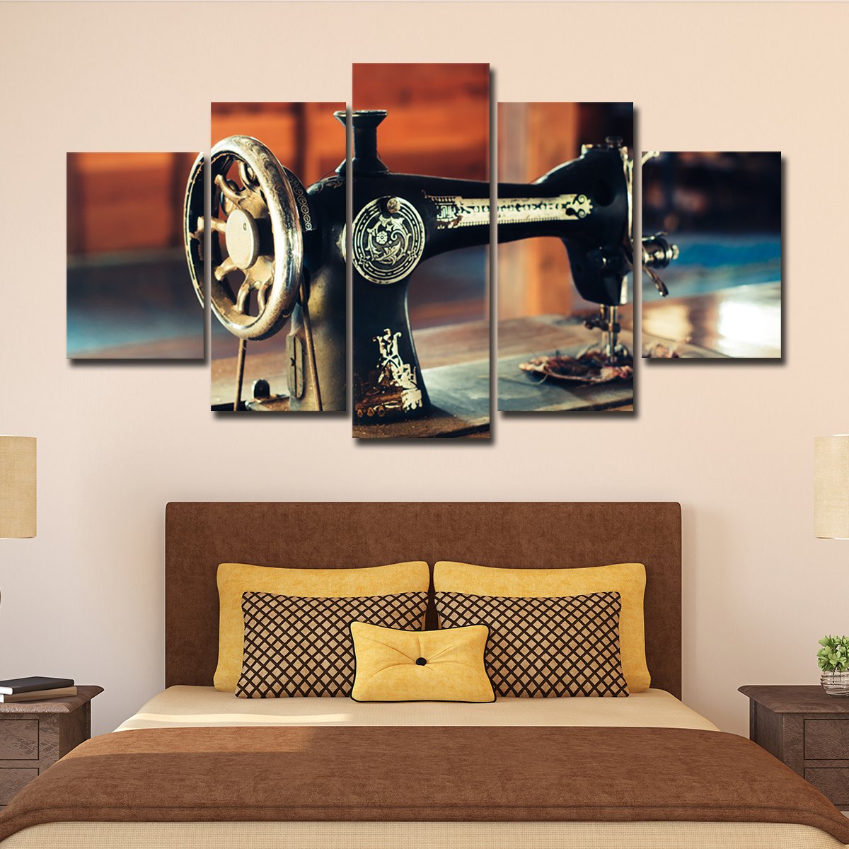 Antique Sewing Machine Multi Panel Canvas Wall Art
